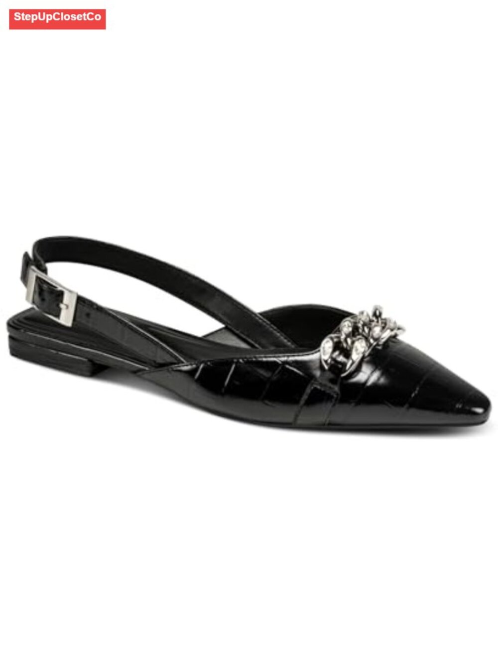 Slingback Pointed Toe Ballet Flat with Embellishments